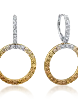 Cercei din aur alb-galben de 18K cu diamante de 1.84ct