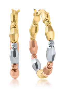 Cercei din aur galben-alb-roz