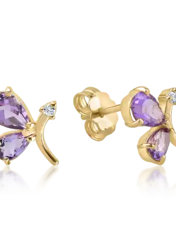 Cercei din aur galben cu ametiste de 1.7ct