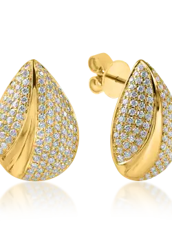 Cercei din aur galben cu diamante microsetting de 1ct