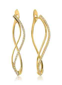 Cercei din aur galben cu zirconii