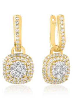 Cercei din aur galben de 14K cu diamante de 1ct