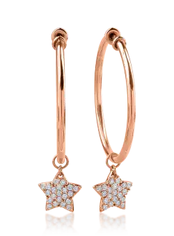 Cercei din aur roz cu diamante de 0.36ct