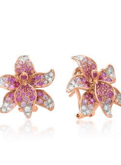 Cercei din aur roz cu pietre pretioase de 2.1ct