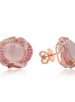 Cercei din aur roz cu pietre pretioase si semipretioase de 6.6ct