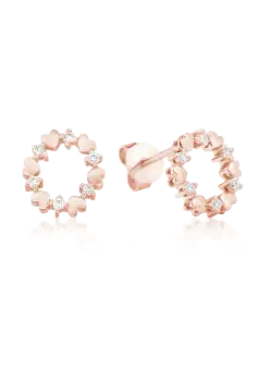 Cercei din aur roz de 18K cu diamante de 0.102ct