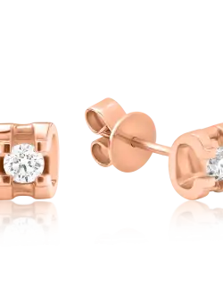 Cercei din aur roz de 18K cu diamante de 0.17ct