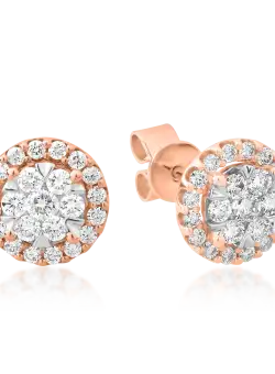 Cercei din aur roz de 18K cu diamante de 0.5ct