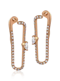 Cercei din aur roz de 18K cu diamante de 1.55ct