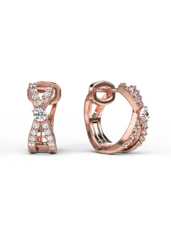 Cercei din aur roz de 18K cu diamante maro de 0.33ct si diamante de 0.19ct