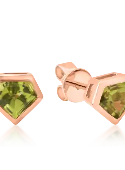 Cercei din aur roz de 18K cu peridote de 1.28ct