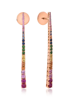 Cercei din aur roz de 18K cu safire multicolore de 1.64ct