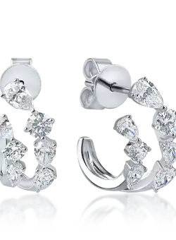 Cercei dubli din aur alb cu diamante de 1.96ct