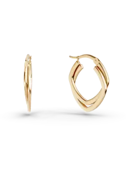 Cercei dubli geometrici din aur galben