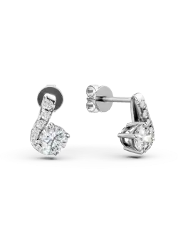 Cercei Duet din aur alb cu diamante de 0.6ct create in laborator