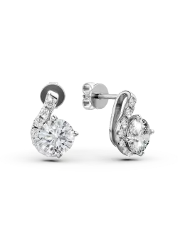 Cercei Duet din aur alb cu diamante de 1.1ct create in laborator