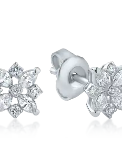 Cercei floare din aur alb cu diamante de 0.47ct