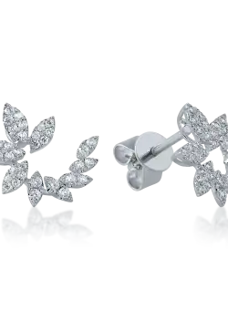 Cercei floare din aur alb cu diamante de 0.48ct