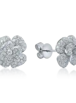 Cercei floare din aur alb cu diamante de 0.7ct