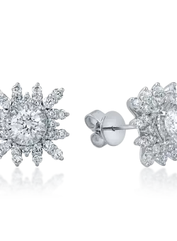 Cercei floare din aur alb cu diamante de 1.3ct