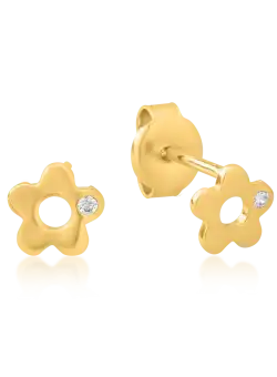 Cercei floare din aur galben de 14K