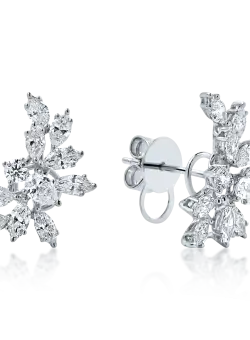 Cercei florali din aur alb cu diamante de 2.1ct