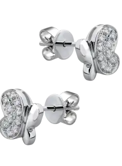 Cercei fluturasi din aur alb de 14K cu diamante de 0.26ct
