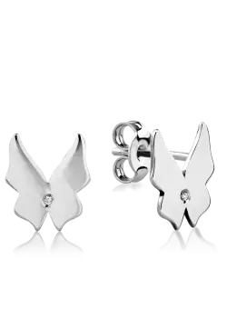 Cercei fluturasi din aur alb de 14K