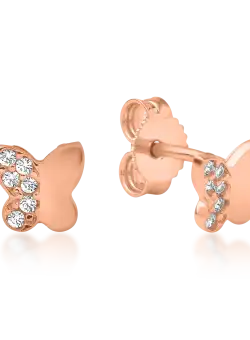Cercei fluturi din aur roz de 14K