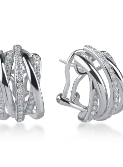 Cercei geometrici din aur alb cu diamante de 0.57ct
