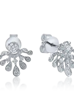 Cercei geometrici din aur alb cu diamante de 0.85ct