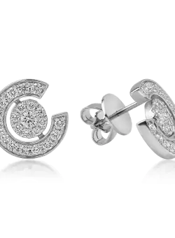 Cercei geometrici din aur alb cu diamante de 0.9ct