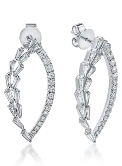 Cercei geometrici din aur alb cu diamante de 1.2ct