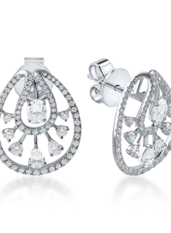 Cercei geometrici din aur alb cu diamante de 1.36ct