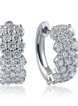Cercei geometrici din aur alb cu diamante de 1.3ct