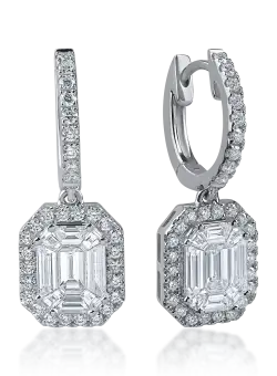 Cercei geometrici din aur alb cu diamante de 1.7ct