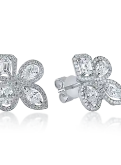 Cercei geometrici din aur alb cu diamante de 2.8ct