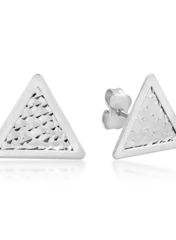 Cercei geometrici din aur alb de 14K