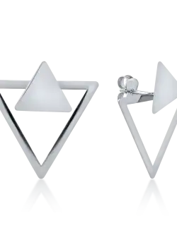 Cercei geometrici din aur alb de 14K