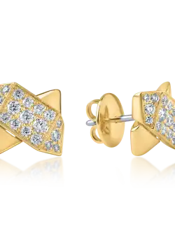 Cercei geometrici din aur galben cu diamante de 0.5ct