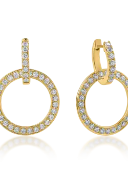 Cercei geometrici din aur galben cu diamante de 1.17ct