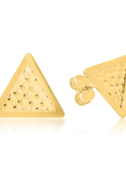 Cercei geometrici din aur galben de 14K