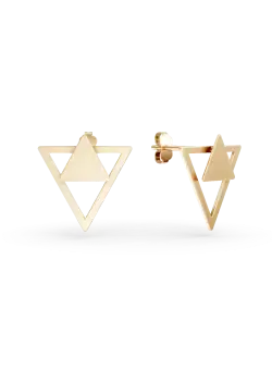 Cercei geometrici din aur galben de 14K
