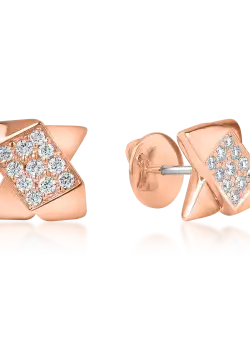 Cercei geometrici din aur roz cu diamante de 0.5ct