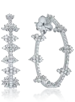 Cercei hoop din aur alb cu diamante de 2.1ct