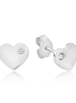 Cercei inimioare din aur alb de 14K