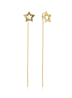 Cercei lungi cu stelute din aur galben