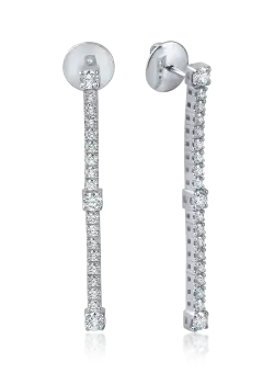 Cercei lungi din aur alb cu diamante de 1.2ct