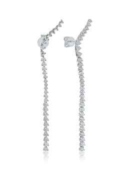 Cercei lungi din aur alb cu diamante de 1.83ct