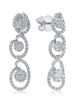 Cercei lungi din aur alb cu diamante de 2.1ct